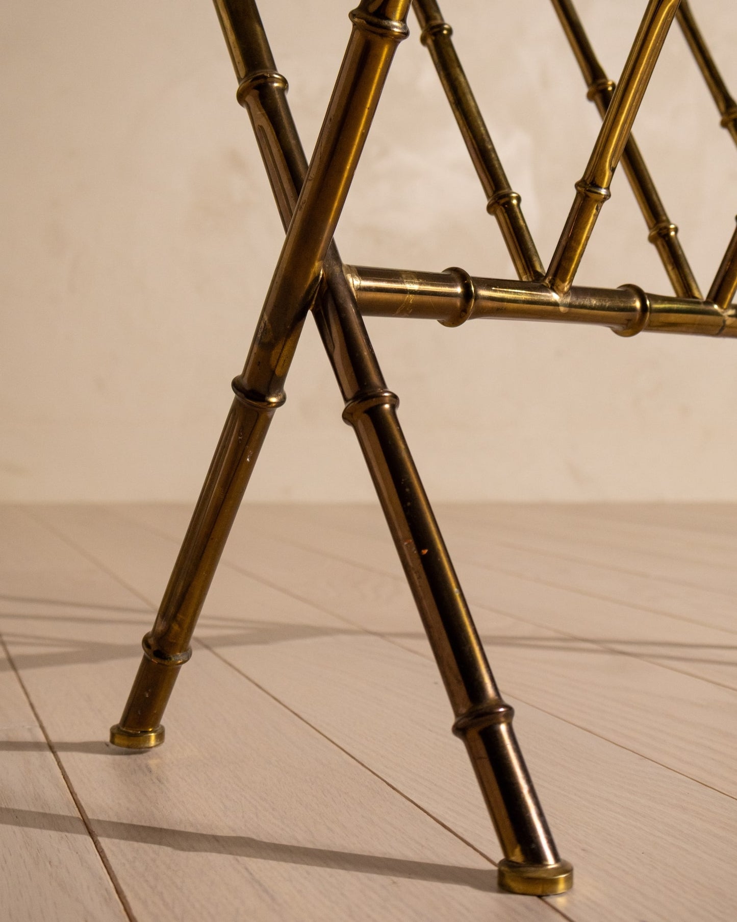 Vintage Brass Faux‑Bamboo Magazine Holder