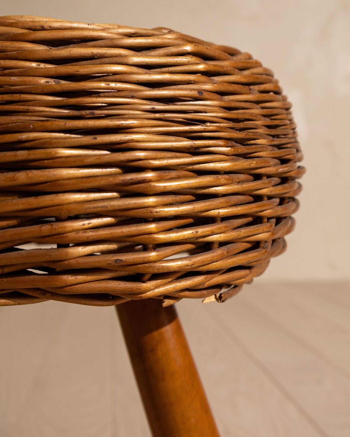 20th Century Tony Paul Rattan Fireside Stools (Sold Individually)