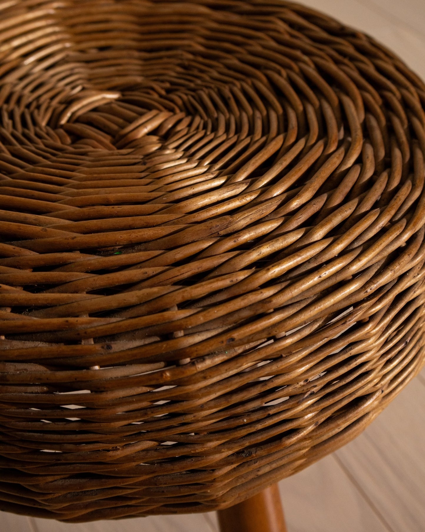 20th Century Tony Paul Rattan Fireside Stools (Sold Individually)