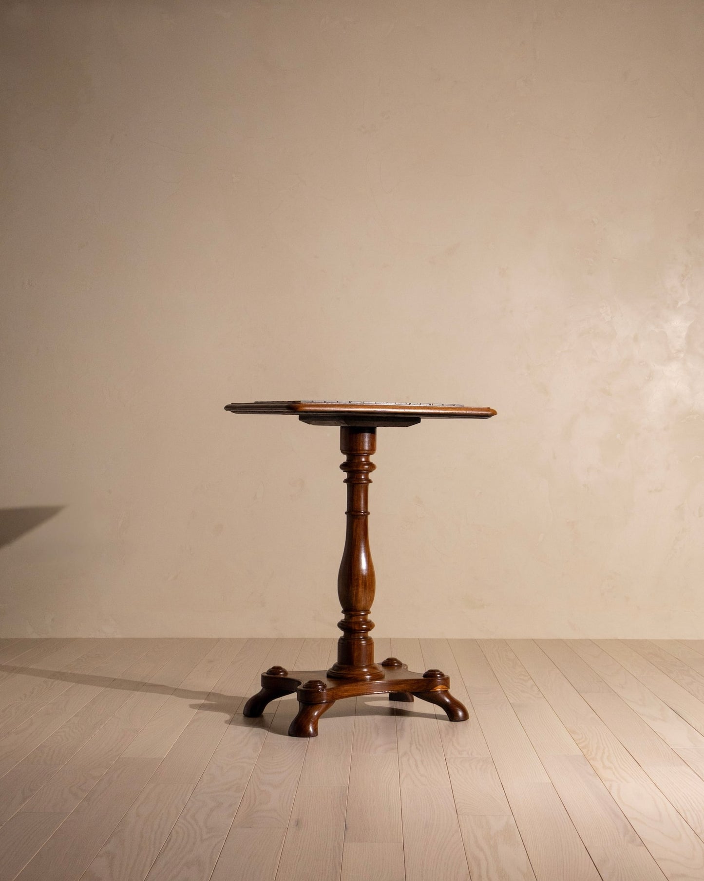 19th Century English Marble Checkerboard Lamp Table