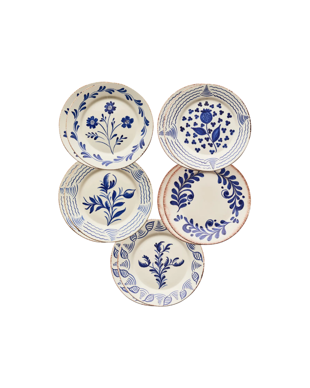Casa Nuno Blue and White Dinner Plates, Set of 10