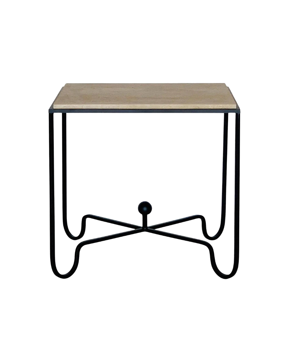Large ‘Entretoise’ Grooved Travertine Side Table