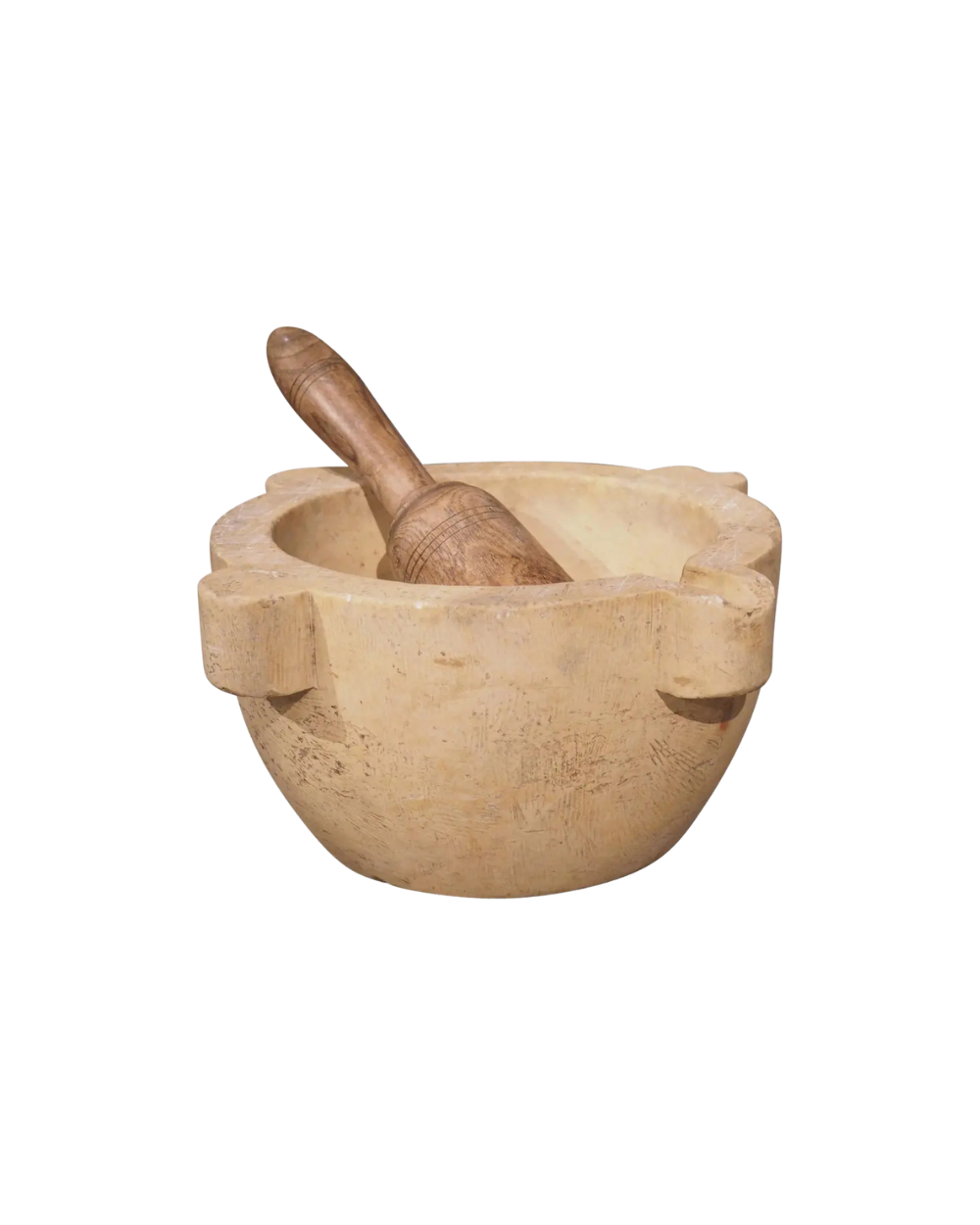 French Marble Mortar With Wooden Pestle