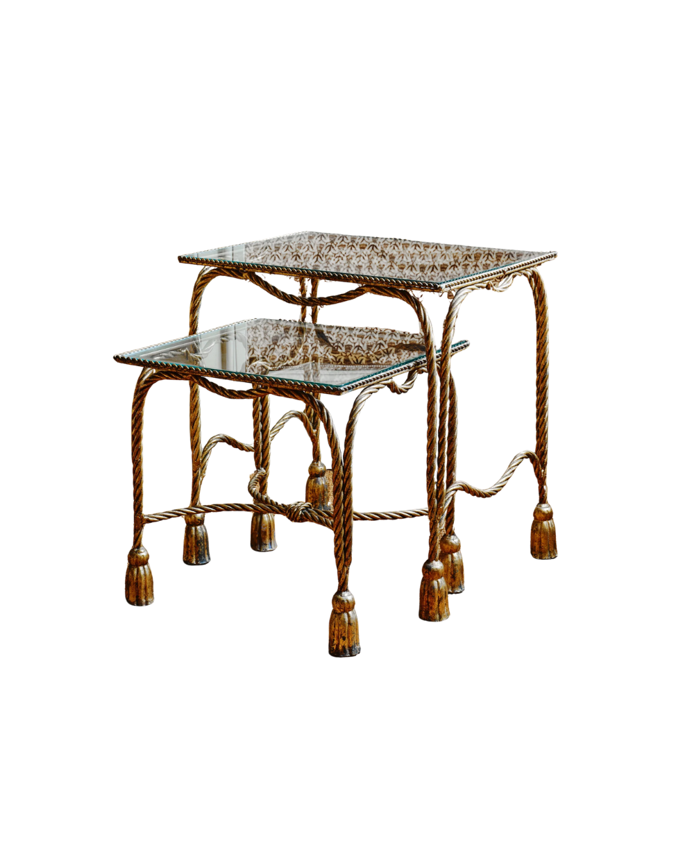 Pair of Hollywood Regency Twisted Rope Side Tables