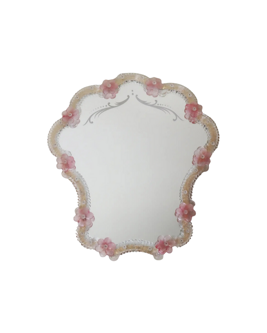 Venetian Pink Wall Mirror with Flowers