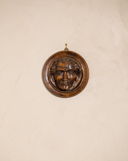 Carved Wood Bust Plaque