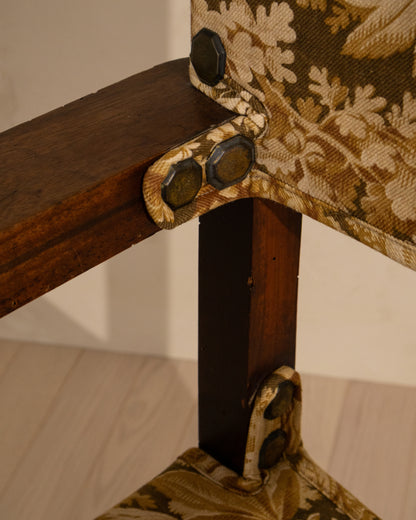 Early 19th Century Spanish Walnut Armchair with Antique French Textile
