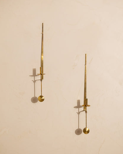 Pair of 1970s Pierre Forsell Brass Wall Sconces