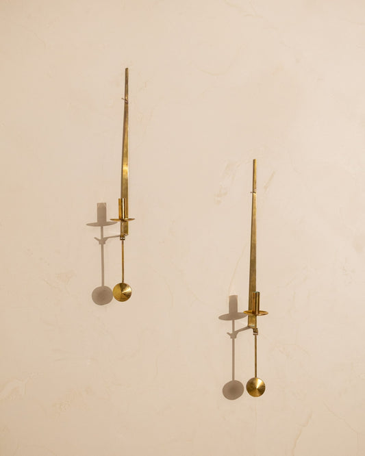 Pair of 1970s Pierre Forsell Brass Wall Sconces