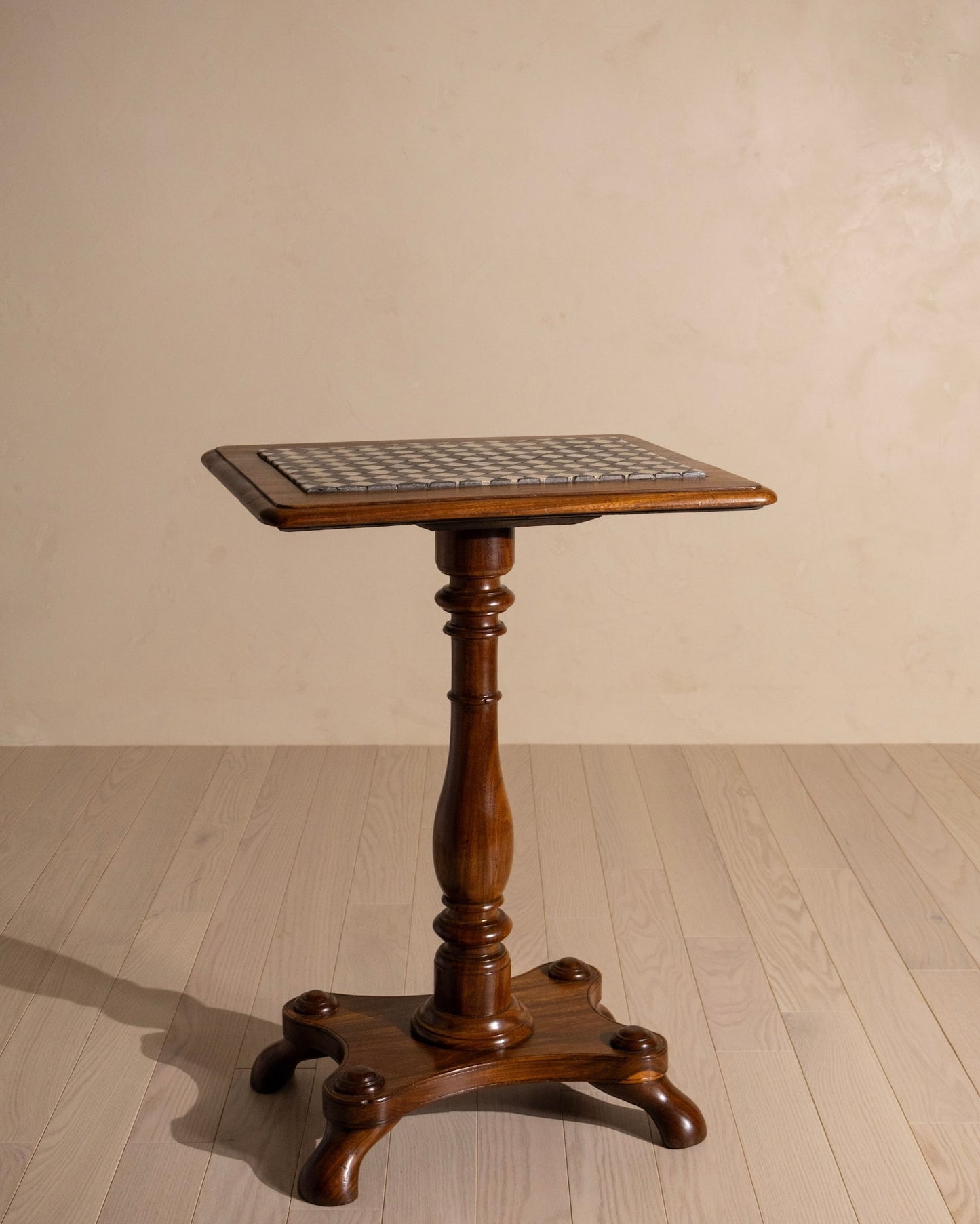 19th Century English Marble Checkerboard Lamp Table