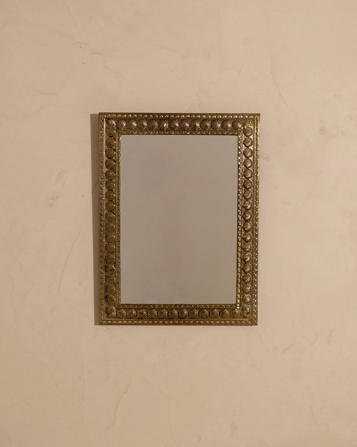 1930s Peerage England Brass Shell-Motif Mirror