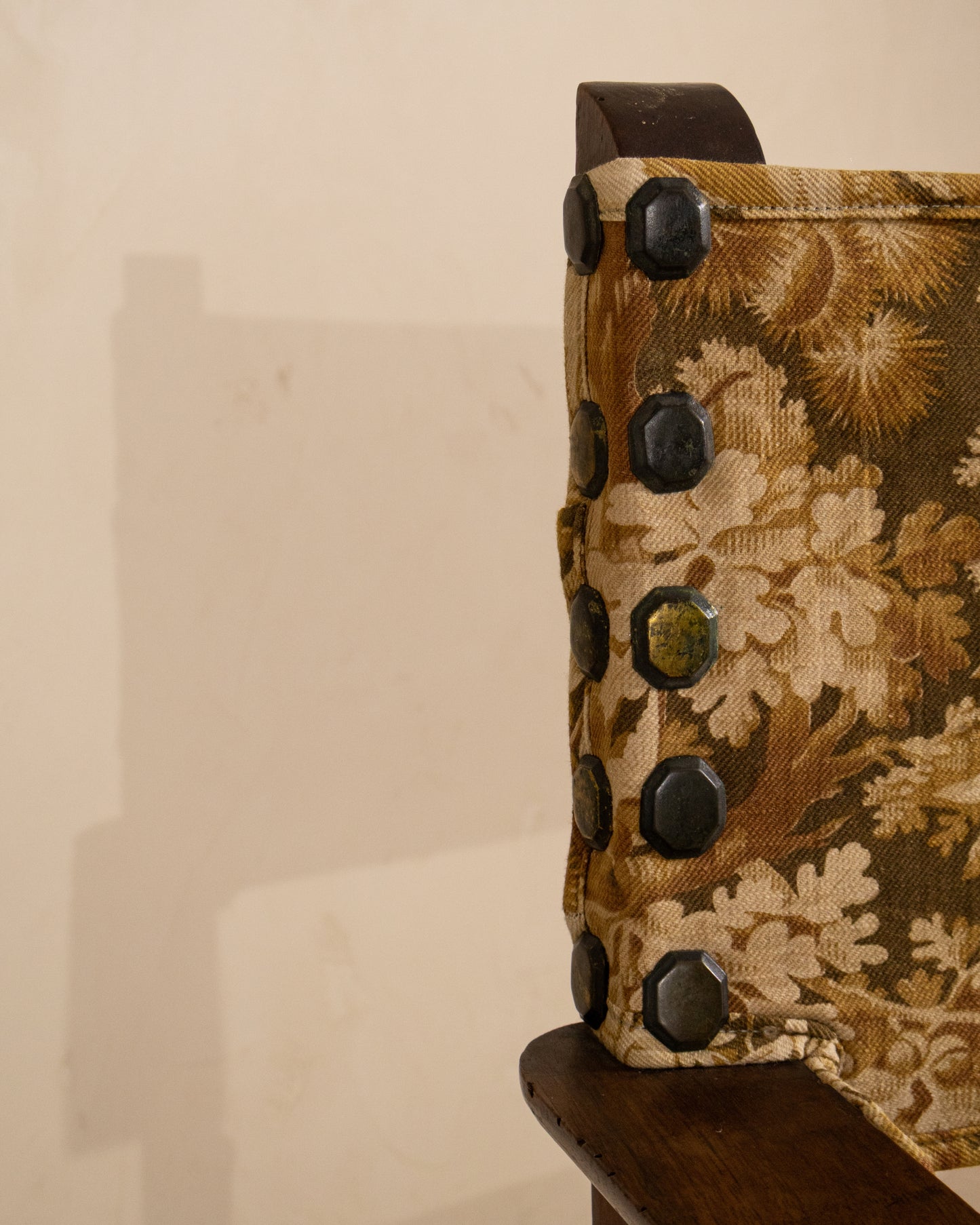 Early 19th Century Spanish Walnut Armchair with Antique French Textile