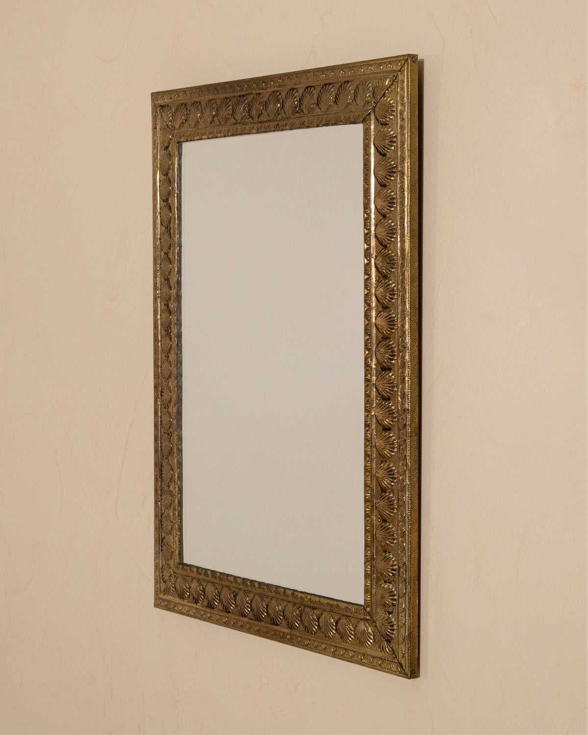 1930s Peerage England Brass Shell-Motif Mirror