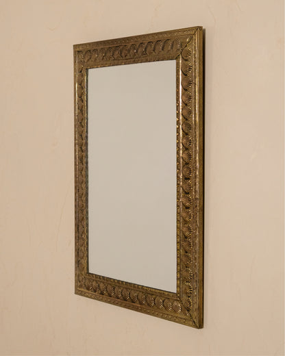 1930s Peerage England Brass Shell-Motif Mirror