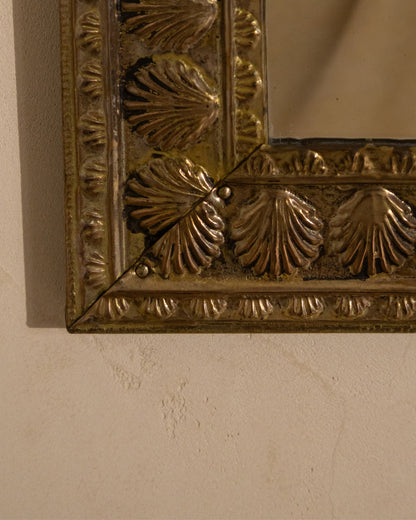 1930s Peerage England Brass Shell-Motif Mirror