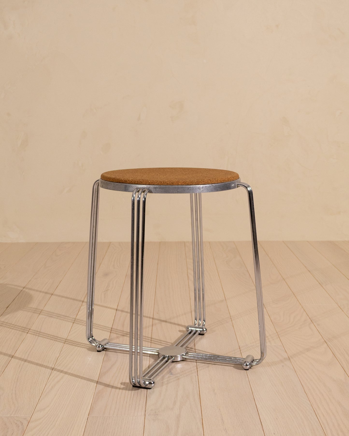 1930s English Alpax Art Deco Chrome and Cork Stool