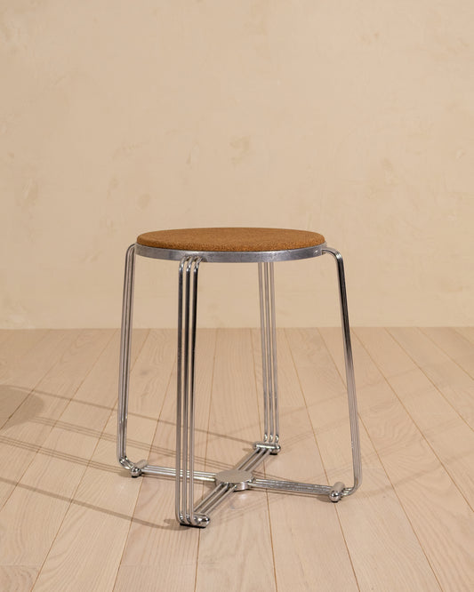 1930s English Alpax Art Deco Chrome and Cork Stool