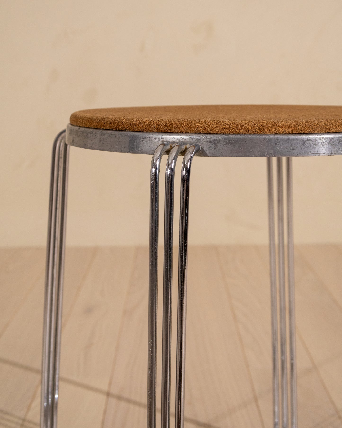 1930s English Alpax Art Deco Chrome and Cork Stool