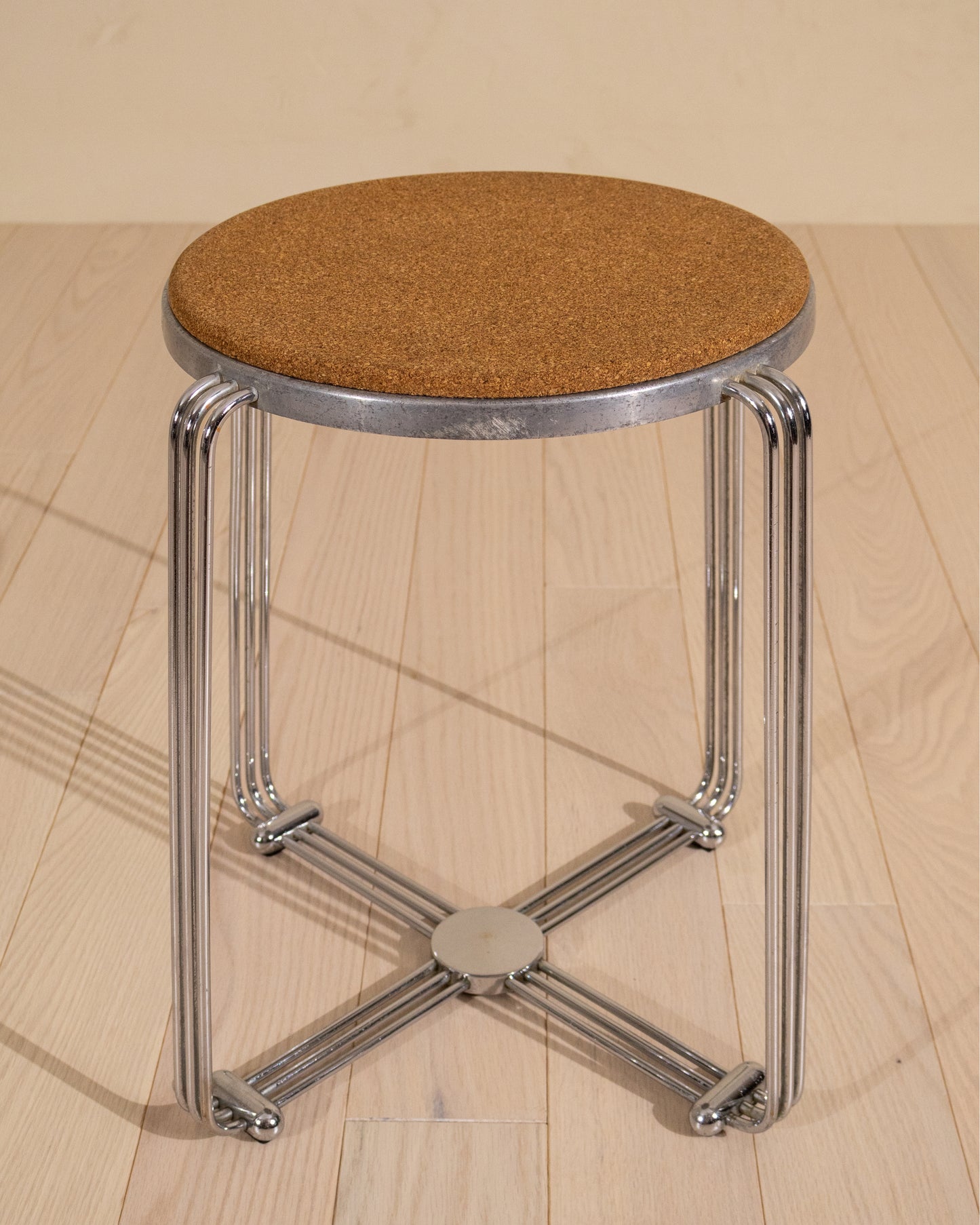 1930s English Alpax Art Deco Chrome and Cork Stool