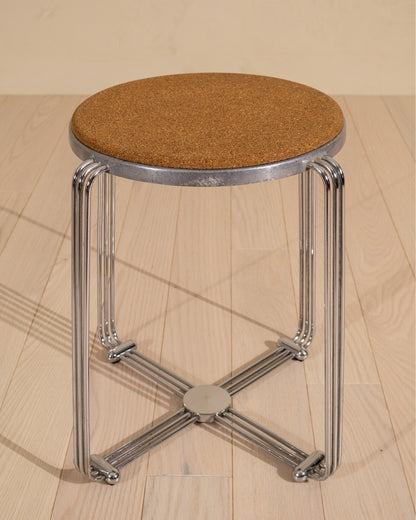 1930s English Alpax Art Deco Chrome and Cork Stool