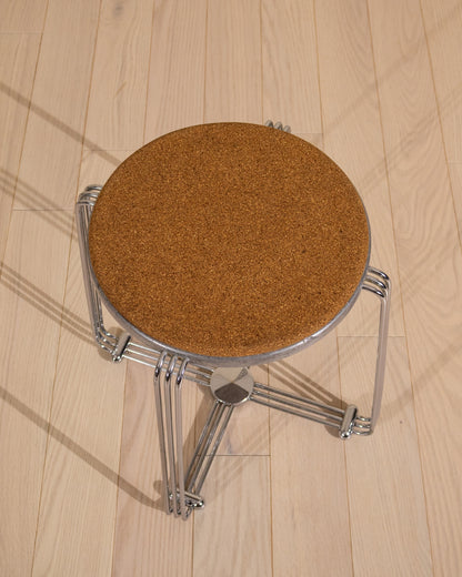 1930s English Alpax Art Deco Chrome and Cork Stool