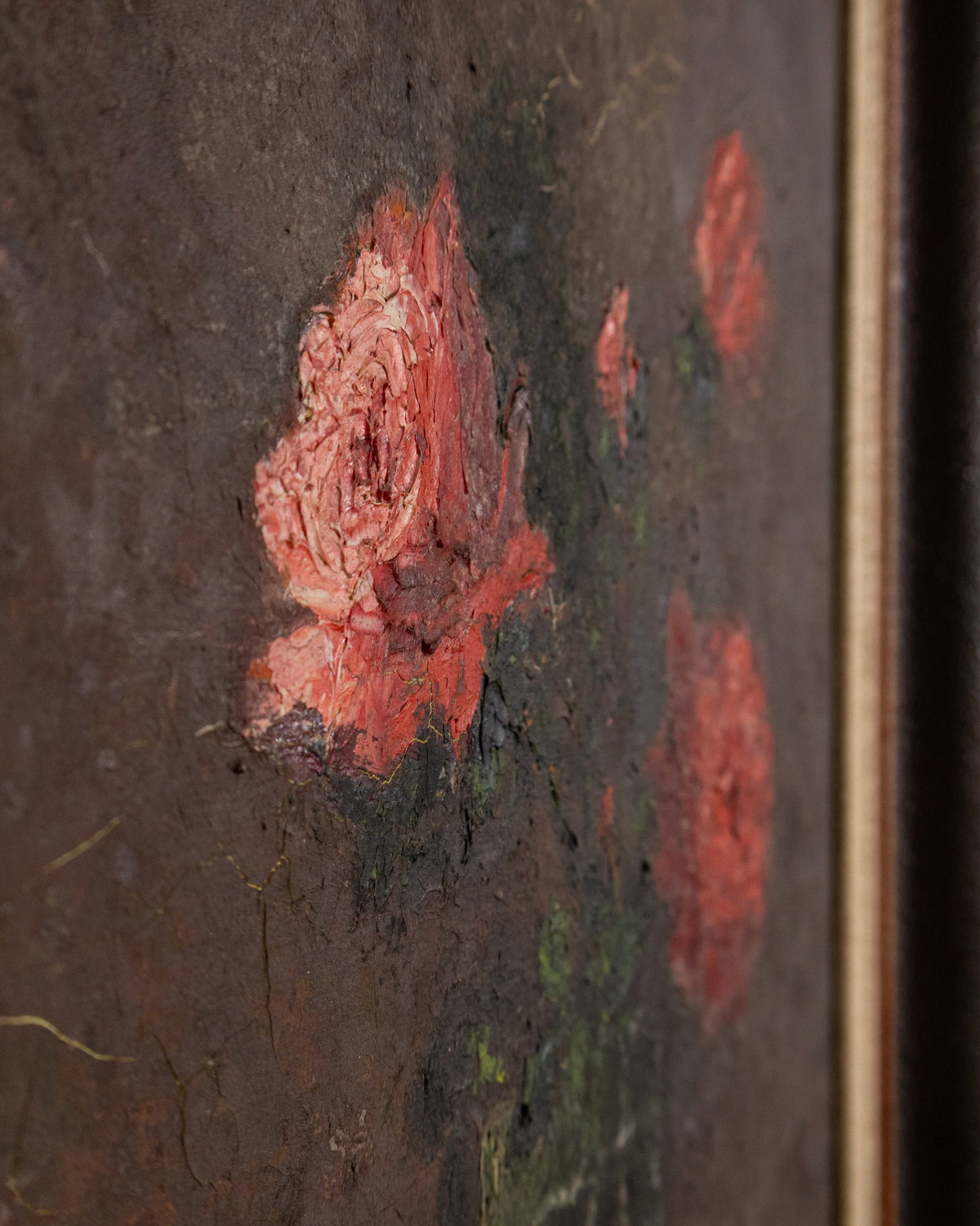 Vintage Dutch Still Life with Red Flowers, Signed