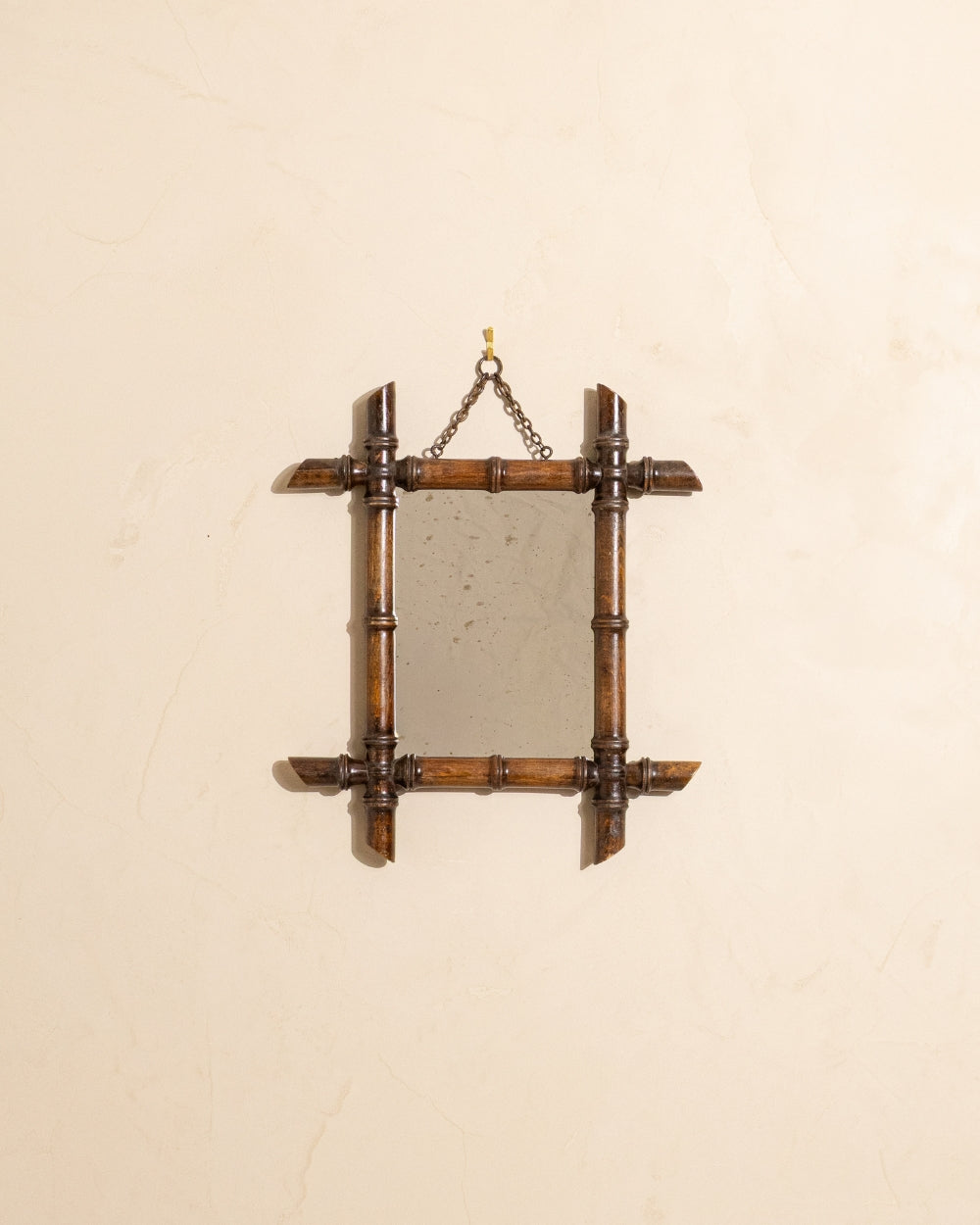 19th Century French Dark-Toned Bamboo Mirror