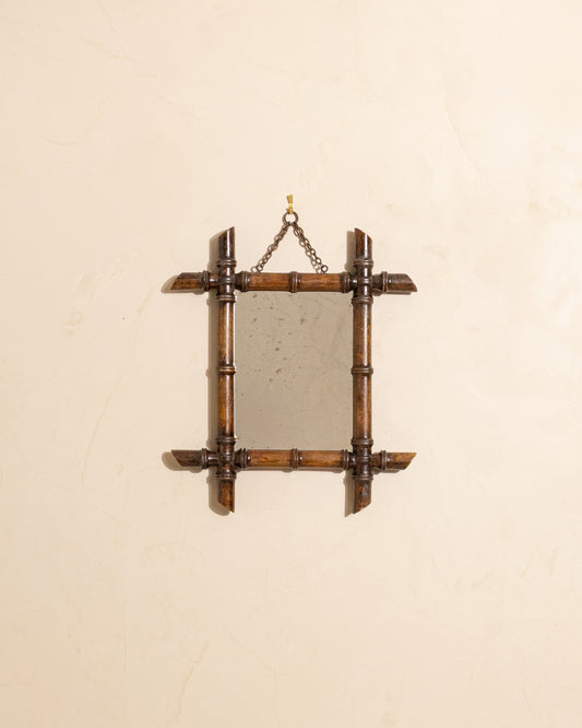 19th Century French Dark-Toned Bamboo Mirror