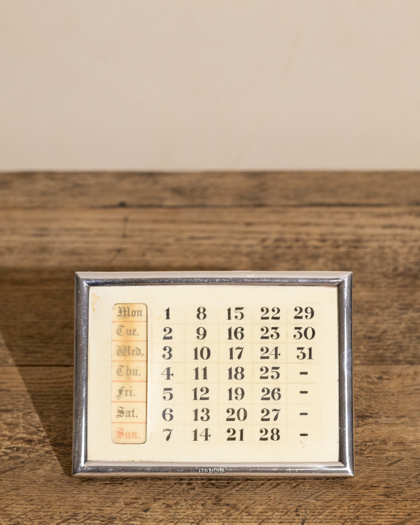 1912 Silver Perpetual Desk Calendar