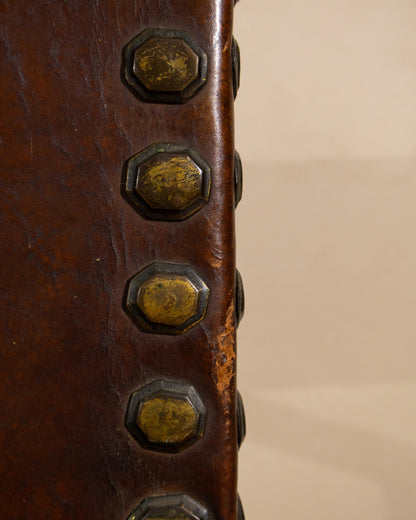 Early 19th Century Spanish Walnut Armchair with Original Leather