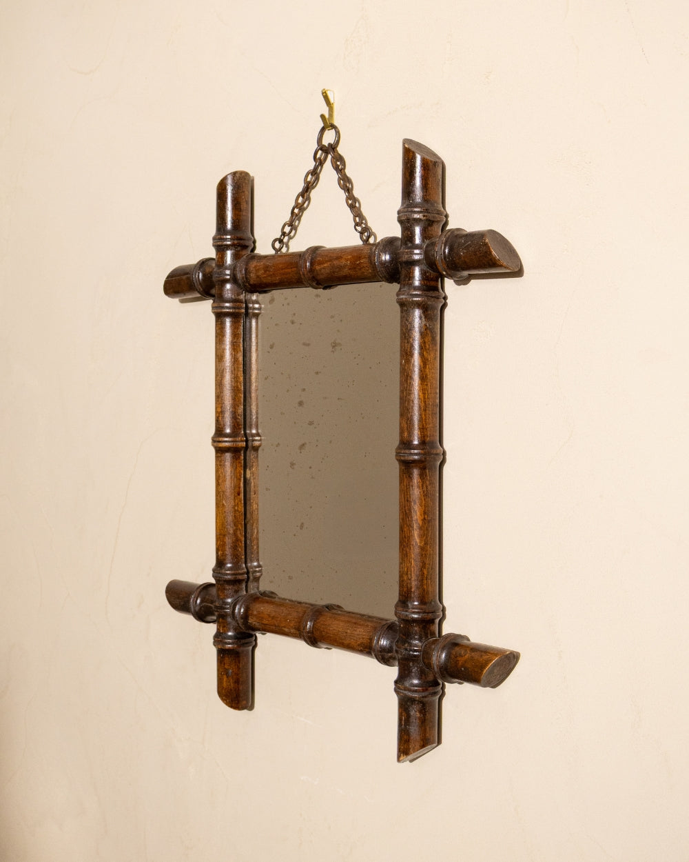 19th Century French Dark-Toned Bamboo Mirror