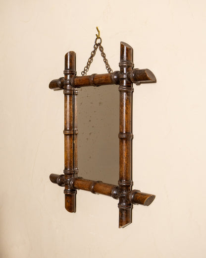 19th Century French Dark-Toned Bamboo Mirror