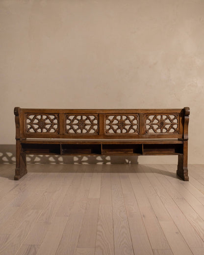 19th-Century Oak Gothic Revival Church Pew