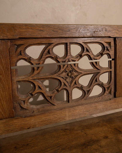 19th-Century Oak Gothic Revival Church Pew