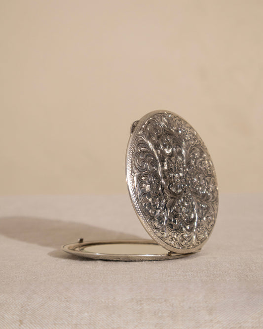 Vintage Italian 800 Silver Engraved Compact