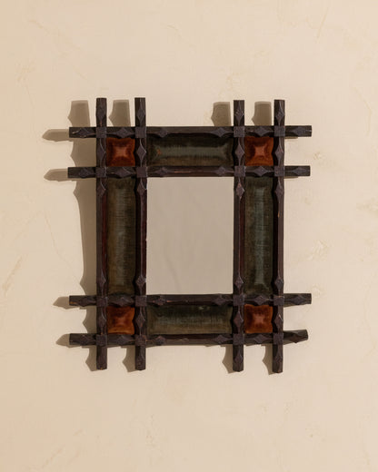 19th-Century Chip Carved Velvet Mirror