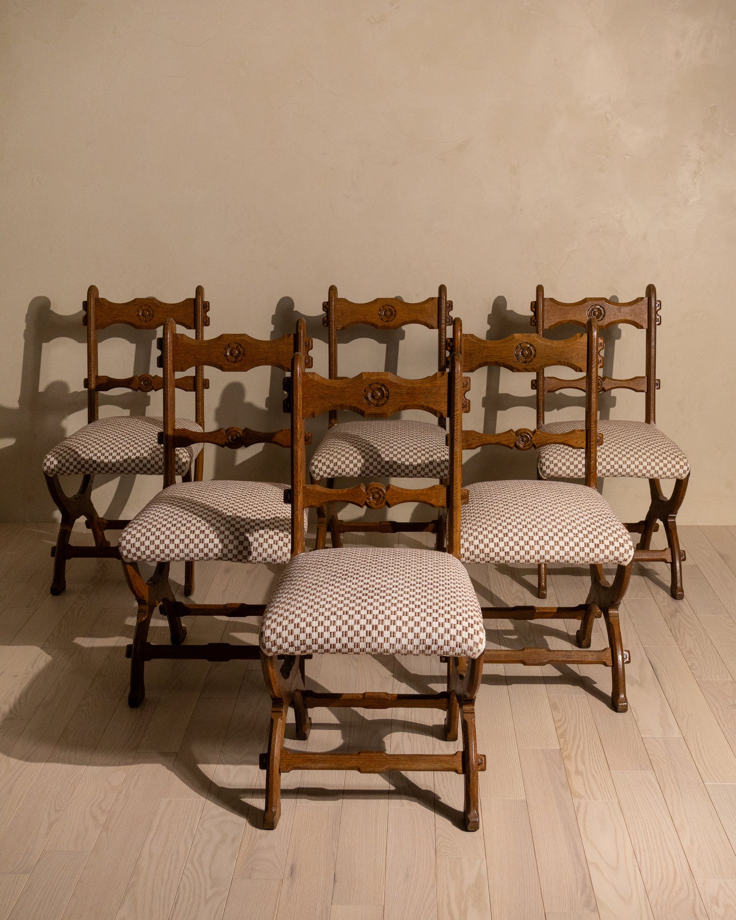 Set of Six Pugin–Style Dining Chairs