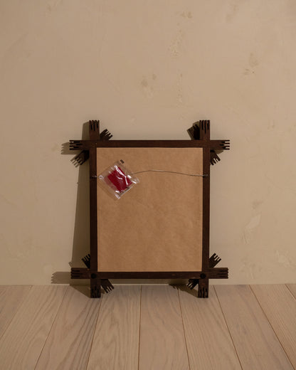Antique Folk Art Mirror with Crossed Wood Corners