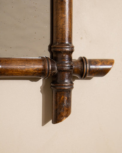 19th Century French Dark-Toned Bamboo Mirror