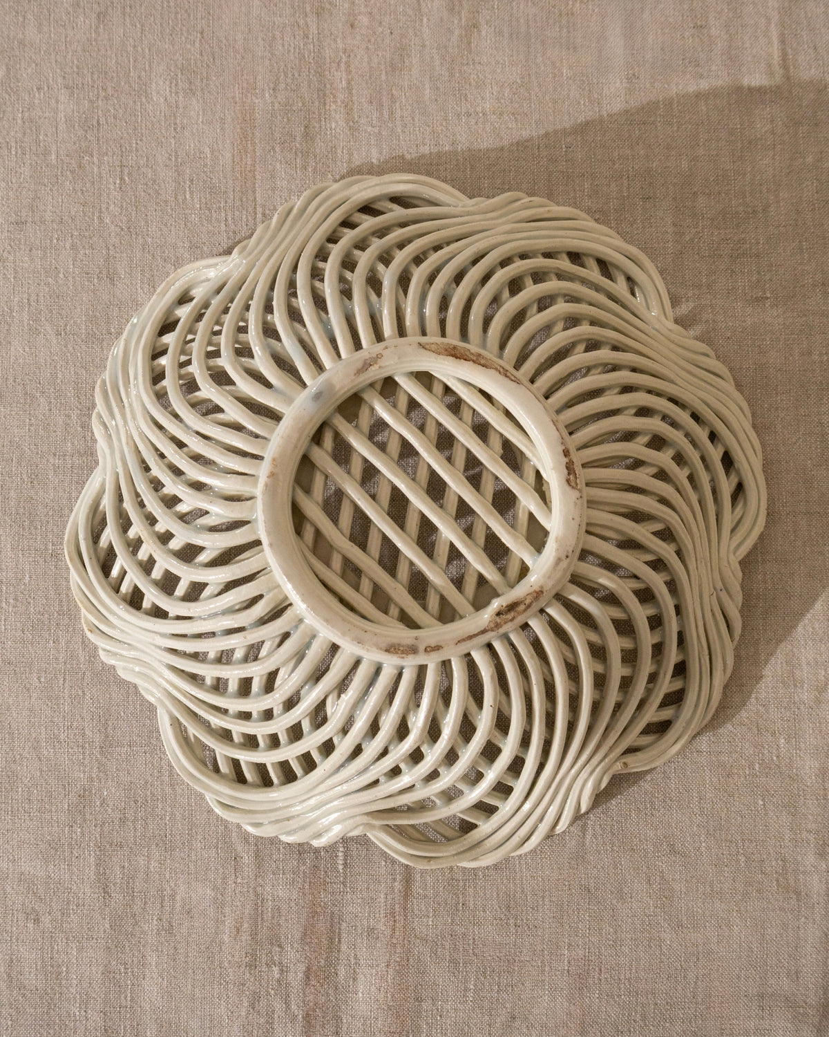 Vintage Italian Woven Ceramic Bowl