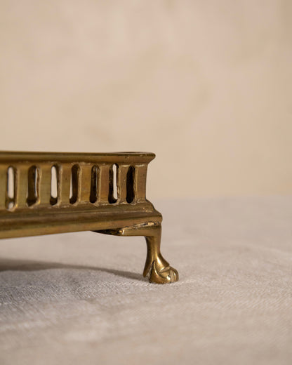 Vintage Brass and Black Glass Desk Set