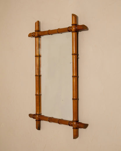 Antique Faux Bamboo Mirror, Circa 1900