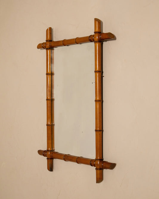 Antique Faux Bamboo Mirror, Circa 1900