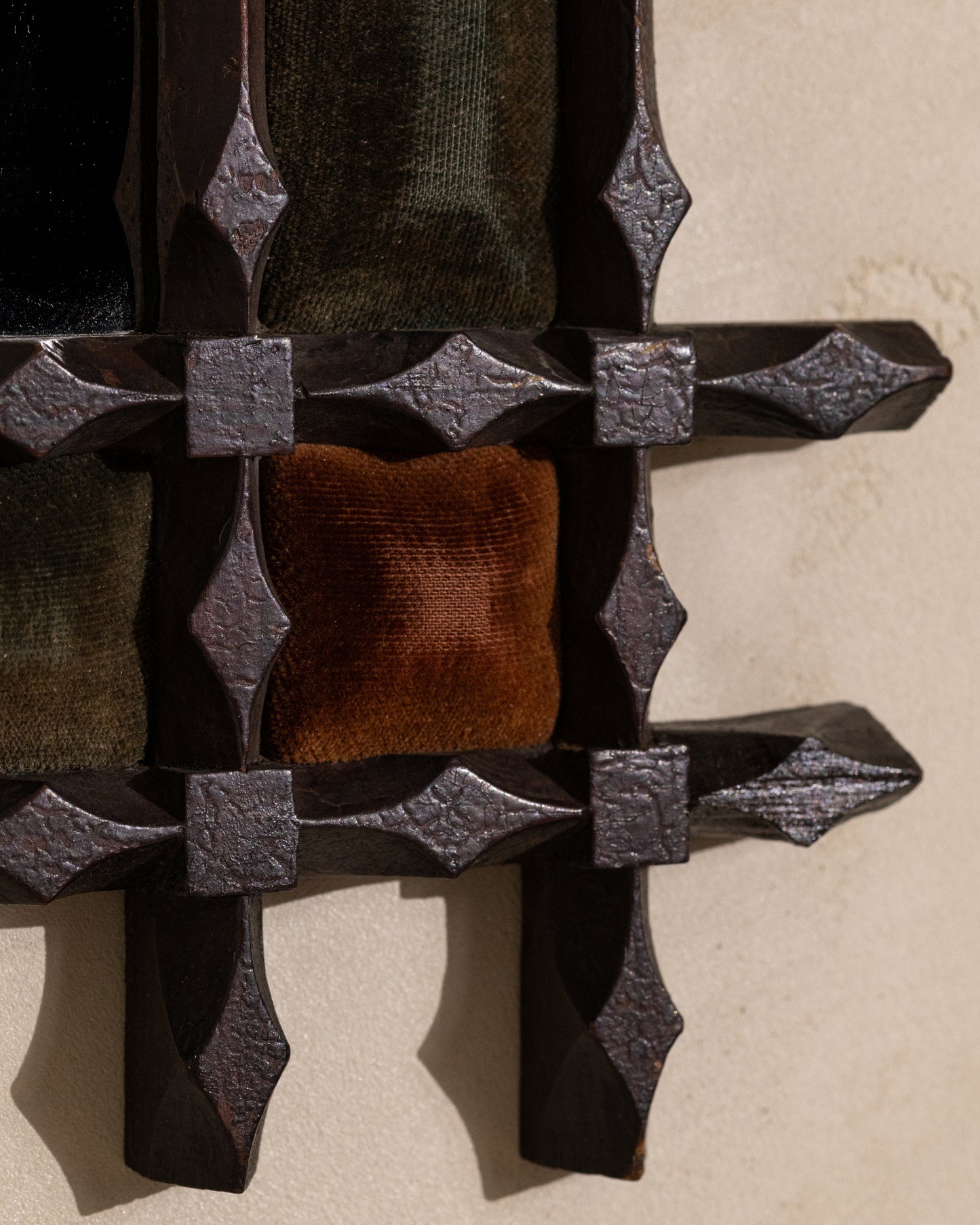 19th-Century Chip Carved Velvet Mirror