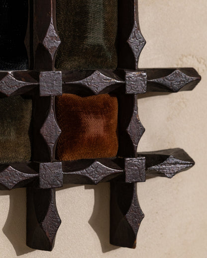 19th-Century Chip Carved Velvet Mirror