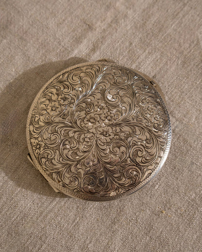 Vintage Italian 800 Silver Engraved Compact