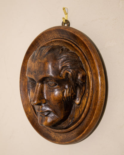 Carved Wood Bust Plaque