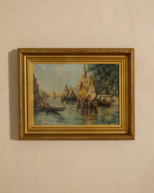 Antique Venetian Oil on Canvas, Signed R. Dabois