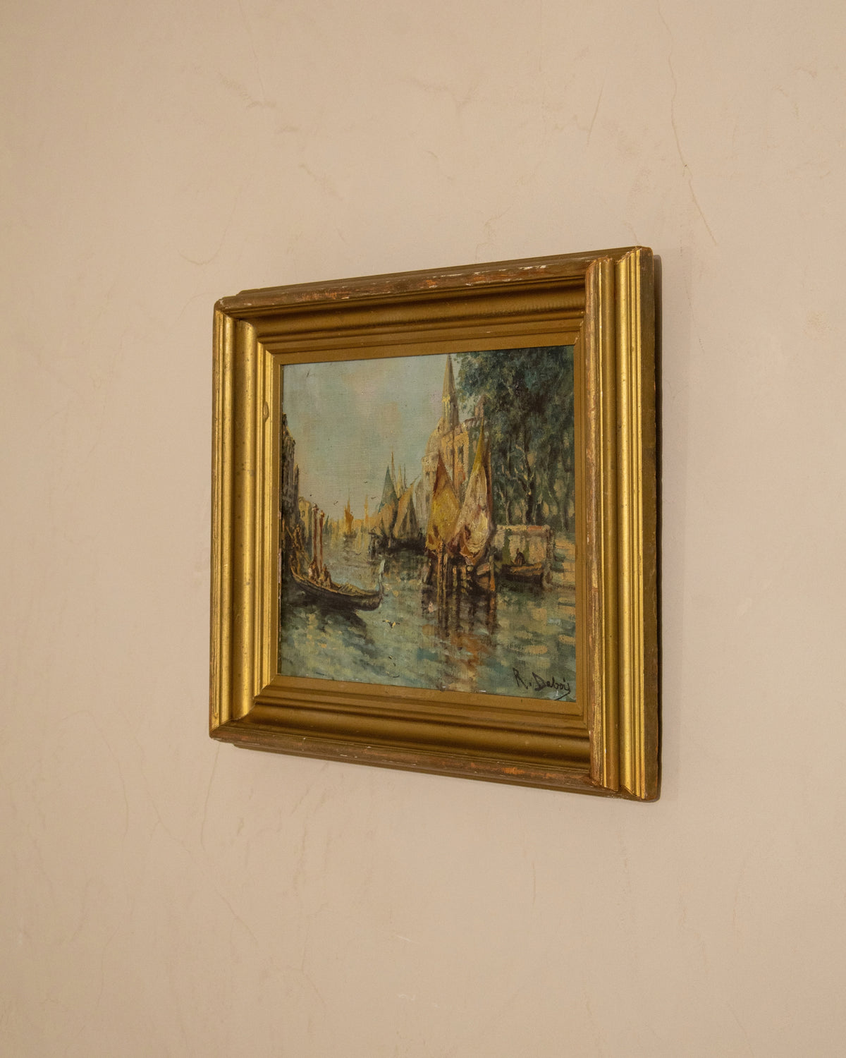 Antique Venetian Oil on Canvas, Signed R. Dabois