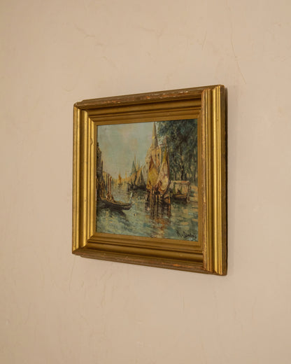 Antique Venetian Oil on Canvas, Signed R. Dabois